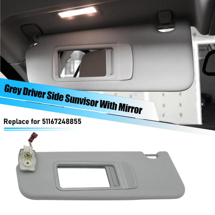 BMW 5 Series F10/F11 2010-2016 Left Sun Visor (with Mirror, Gray) | Jaronx