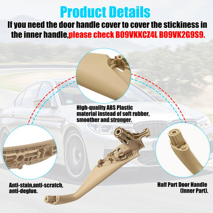 For BMW 5 Series G30/G31/F90 Front Right Door Pull Handle Beige 2017-2022,Replacement 51417438522|Jaronx