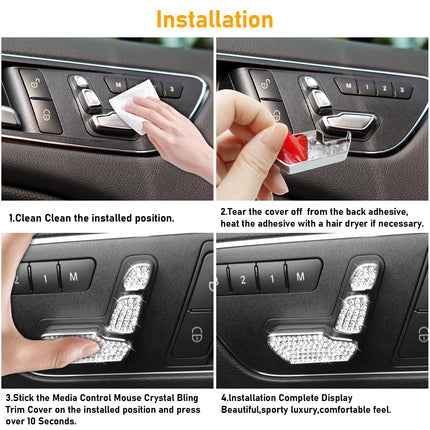 Mercedes Benz Seat Adjust Switch Bling Covers & Door Lock Pins,B-Class W246, CLA C117, GLA X156 | Jaronx