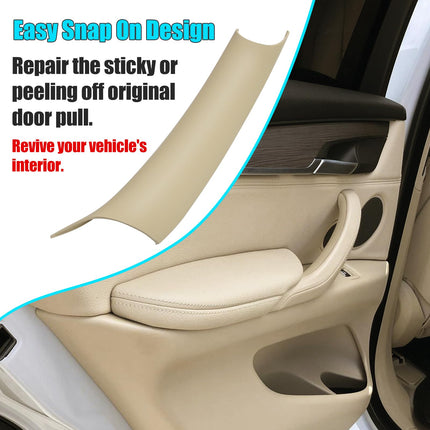 For BMW X5 F15/X6 F16 Door Handle Covers, 3PCS Left Driver & Right Passenger Side Door Pull Handle Covers for X5 F15 2014-2018, X6 F16 2015-2018 (Beige)| Jaronx