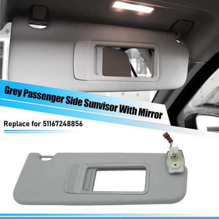 BMW 5 Series F10/F11 2010-2016 Right Sun Visor (with Mirror, Gray) | Jaronx