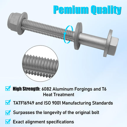 For Tesla Model S/X Front Lower Control Arm Bolt Replacement, M14x2.00x114 [10.9] - G720 2007106 Cam Suspension Bolt Assy for Tesla Model S 2012-2021, X 2016-2020 (2PCS)| Jaronx