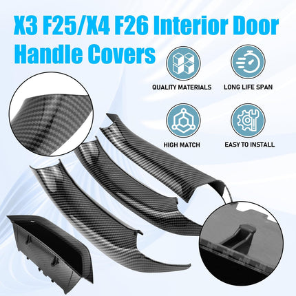 Carbon Fiber Door Handle Covers for BMW X3 F25 & X4 F26 – 4Pcs Snap-On Set | Jaronx