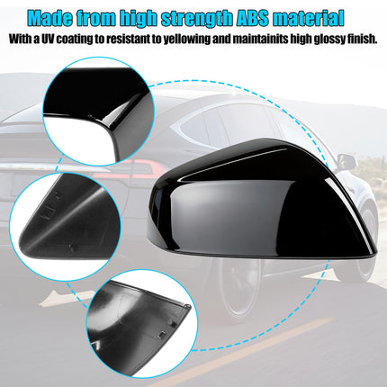 For Tesla Model X Mirror Cover Replacement 2016-2025, Right Passenger Side Clip-on Rear View Mirror Cover Cap for Tesla Model X Accessories 1054431-00-D (Black) | Jaronx
