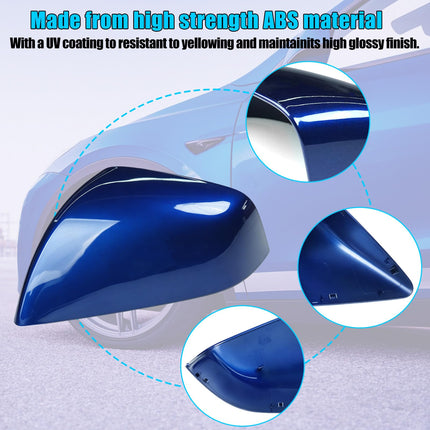 For Tesla Model X Mirror Cover Replacement 2016-2025 Left Driver,Clip-on Rear View Side Mirror Cover Cap for Tesla Model X Accessories 1054430-00-D(Blue)| Jaronx