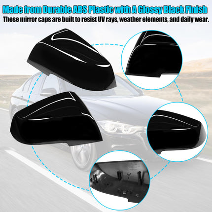 For BMW Mirror Cover Replacement for 1' F20 F21 2012-2017, 2'F22 2014-2020, 3' F31 F30 2013-2018, 4'F32 2014-2019, X1 E84 2009-2015, Left & Right Black Side Mirror Cover 51167292745| Jaronx