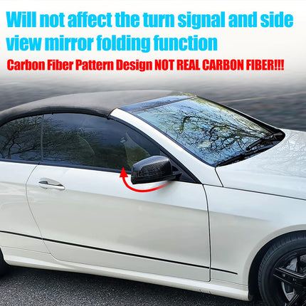 Mercedes Benz Mirror Cover, Carbon Fiber Pattern, for C-Class W204, E-Class W212, S W221, GLK X204, GLA X156, OE: A2128100164, A2128100964 | Jaronx