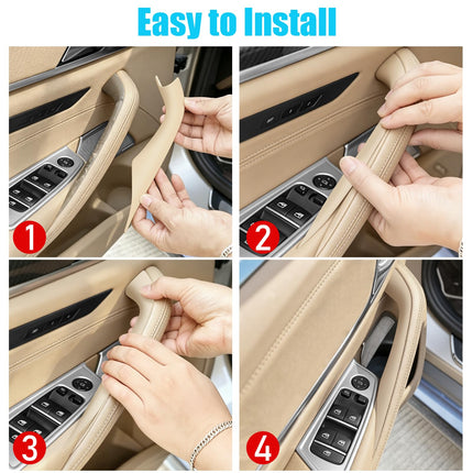 For BMW 5 Series G30 G31 Door Handle Covers 2017-2022 4PCS Beige,Interior Door Pull Handle Covers Compatible with BMW G30/G31/F90 M5 518d,520d,520i,525d,530d,530e,530i,540dX,540i,M550dX| Jaronx