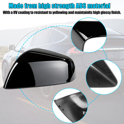 For Tesla Model X Mirror Cover Replacement 2016-2025, Left Driver Side Clip-on Rear View Mirror Cover Cap for Tesla Model X Accessories 1054430-00-D (Black) | Jaronx