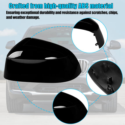 For BMW Mirror Cover Replacement X3 G01/X4 G02/X5 G05/X6 G06/X7 G07 | Left Driver Side Clip-on Rear View Mirror Cover Cap for BMW Accessories 51168496623 (Glossy Black)| Jaronx