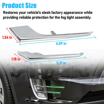 For Tesla Model X Fog Light Trim 2016-2021, 2 PCS Front Right Upper & Lower Fog Light Molding Strip Chrome Trim Replacement for Tesla Model X, Replace for 1049610-00-F 1049612-00-F| Jaronx