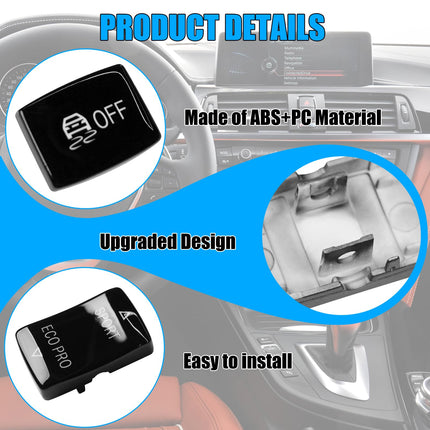 For BMW Glossy Black Gear Mode Button Cover 2012-19 F20-F36 | 3PCS  | Jaronx