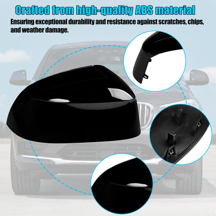 For BMW Mirror Cover Replacement X3 G01/X4 G02/X5 G05/X6 G06/X7 G07 | Right Passenger Side Clip-on Rear View Mirror Cover Cap for BMW Accessories 51168496624 (Glossy Black)| Jaronx