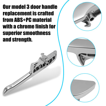 For Tesla Door Handle Replacement for Model 3 2017-2021, Right Front Passenger Side/Right Rear Chrome Exterior Door Handle Replacement for Tesla Model 3 1081832-00-H| Jaronx