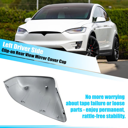 For Tesla Model X Mirror Cover Replacement 2016-2025, Left Driver Side Clip-on Rear View Mirror Cover Cap for Tesla Model X Accessories 1054430-11-D (White) | Jaronx