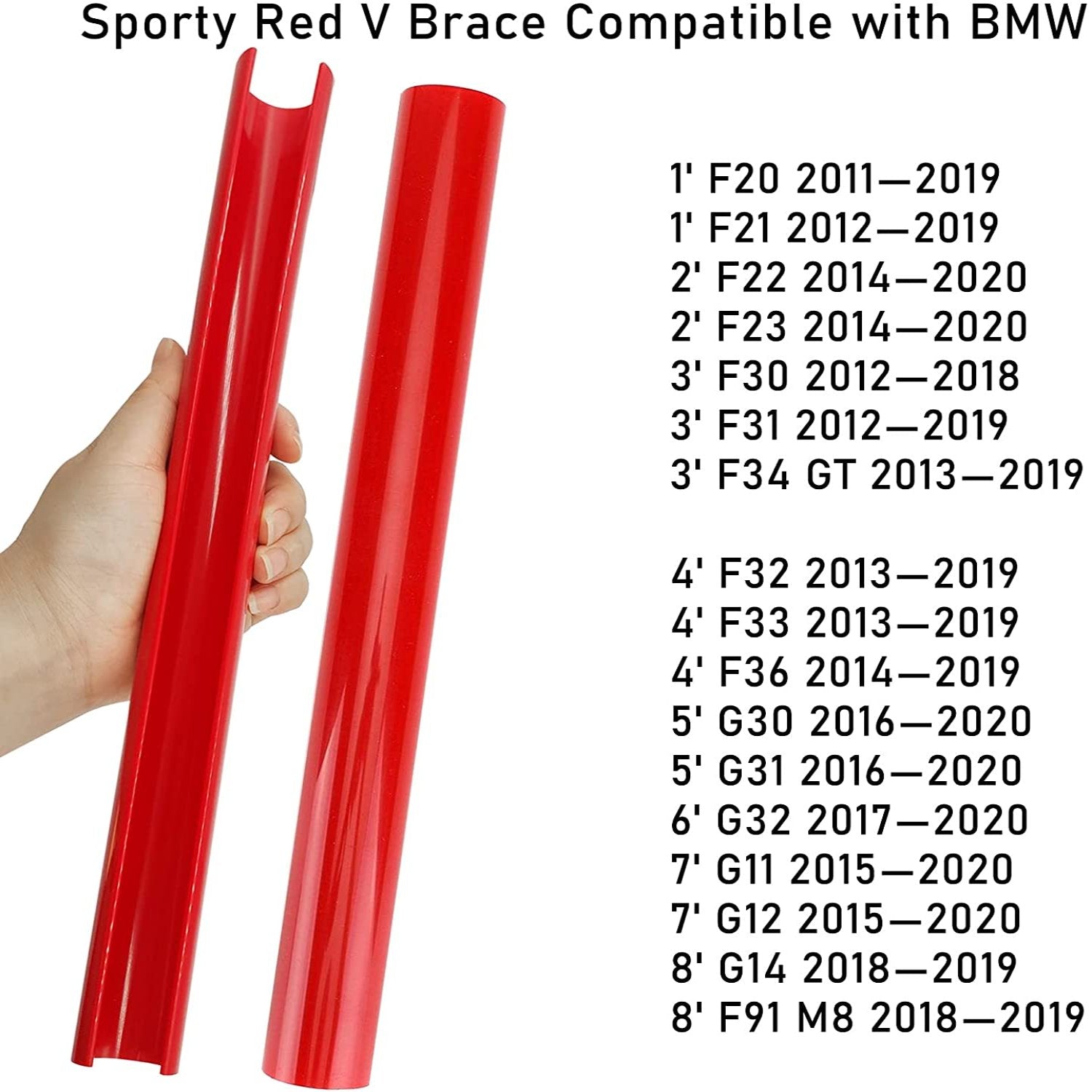 Jaronx Compatible with BMW Grill Inserts Trims for 1 2 3 4 5 6 7 Series,  F20 F22 F30 F32 G30 G32 G11 G12, Compatible with BMW V Brace Wrap Covers  Red