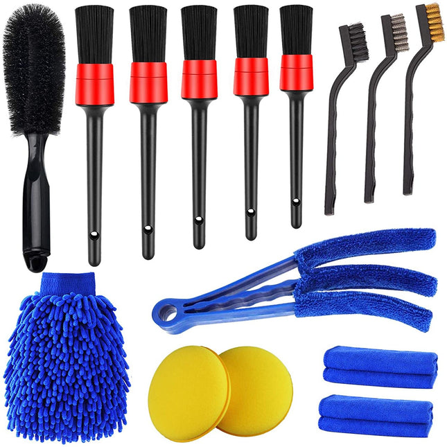 25pc Car Detailing Kit Interior Cleaning Dart 5109 Horse Hair Brass Poly  Brushes
