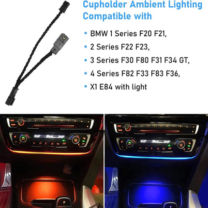 For BMW LED Cup Holder Ambient Light - Orange+Blue