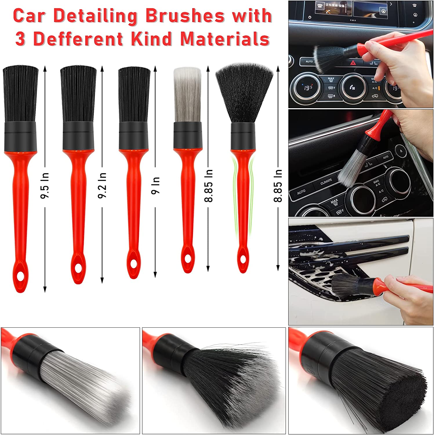 22 Pcs Car-Cleaning-Tool-Set Auto-Detail-Brush-Kit Car-Detailing