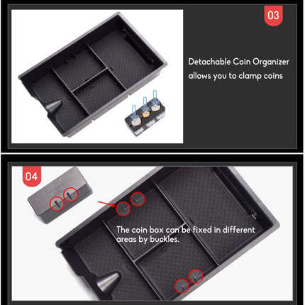 Upgraded For Dodge Armrest Organizer Tray + Coin Holder