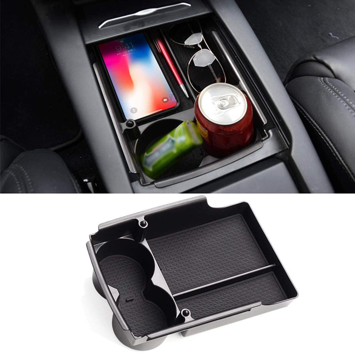 For Tesla Model X/Model S Center Console Organizer+Cup Holder