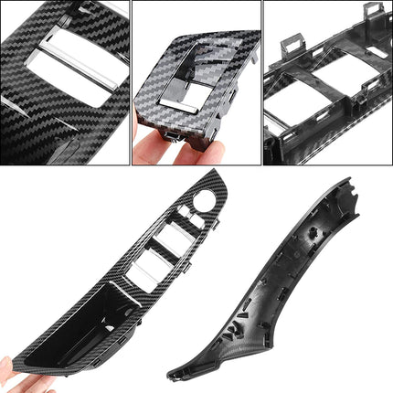 7PCS for BMW 5 Series F10/F11: Car Door Handle Kit+Window Switch Covers-Carbon Fiber