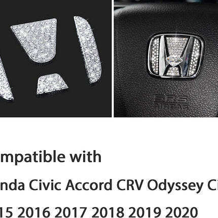Modified For Crystal Bling Honda Steering Wheel Emblem