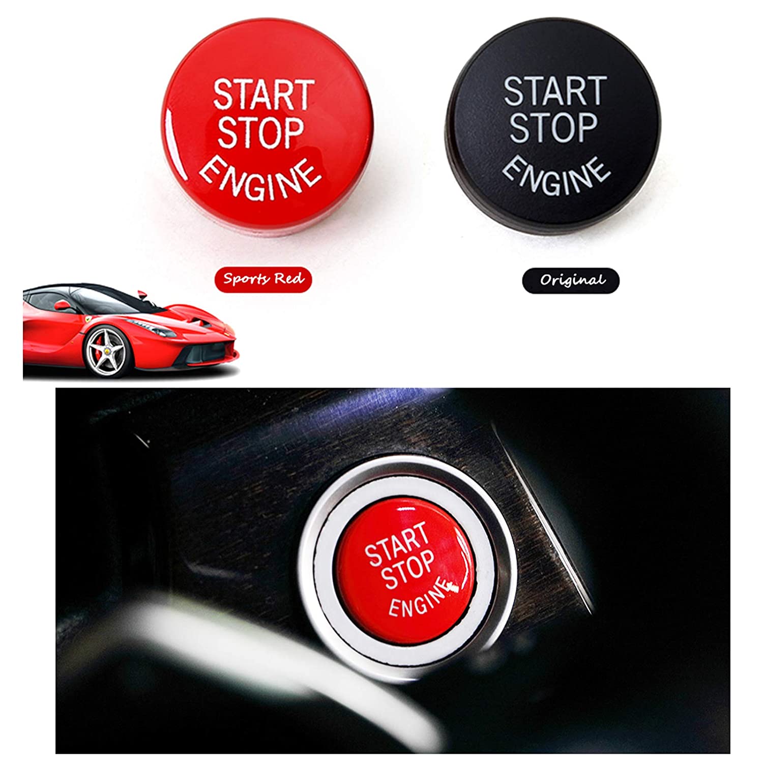 For BMW E-Chassis Red Start Stop Button Covers | Jaronx