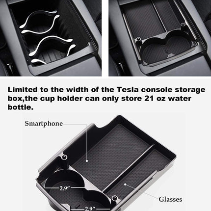 Compatible with Tesla Model S / Model X Armrest Storage Box+Cup Holder