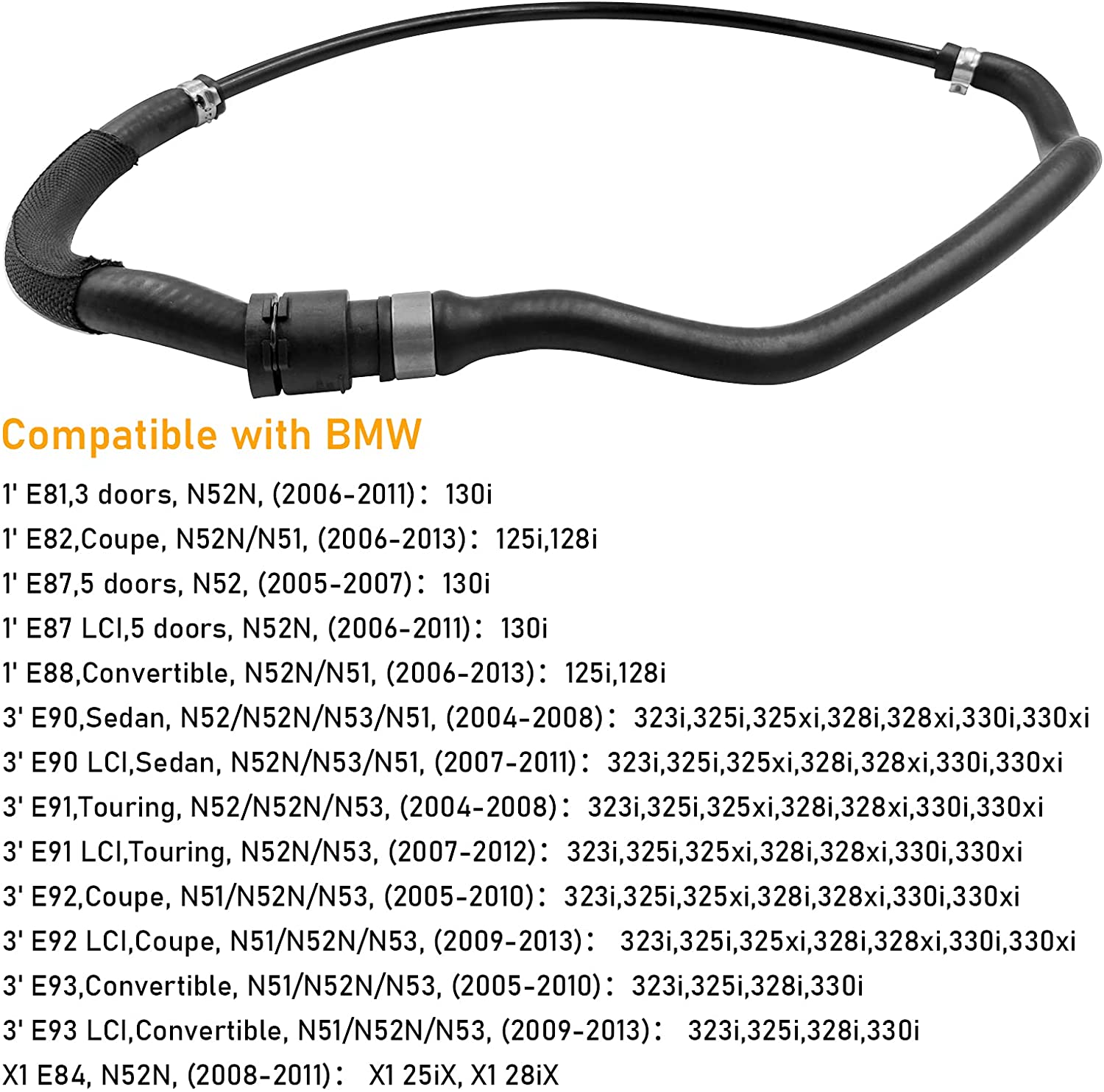 NewYall Upper Radiator Coolant Expansion Tank Hose For BMW 135i 335i 335is X1 (2007-2015 Models)
