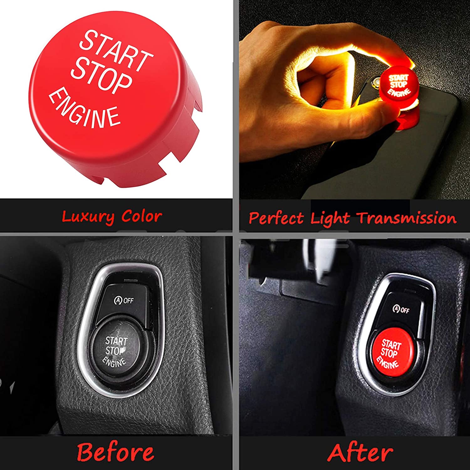 Sports Red Start Stop Engine Switch Button For BMW,Jaronx Engine Power  Ignition Start Stop Button