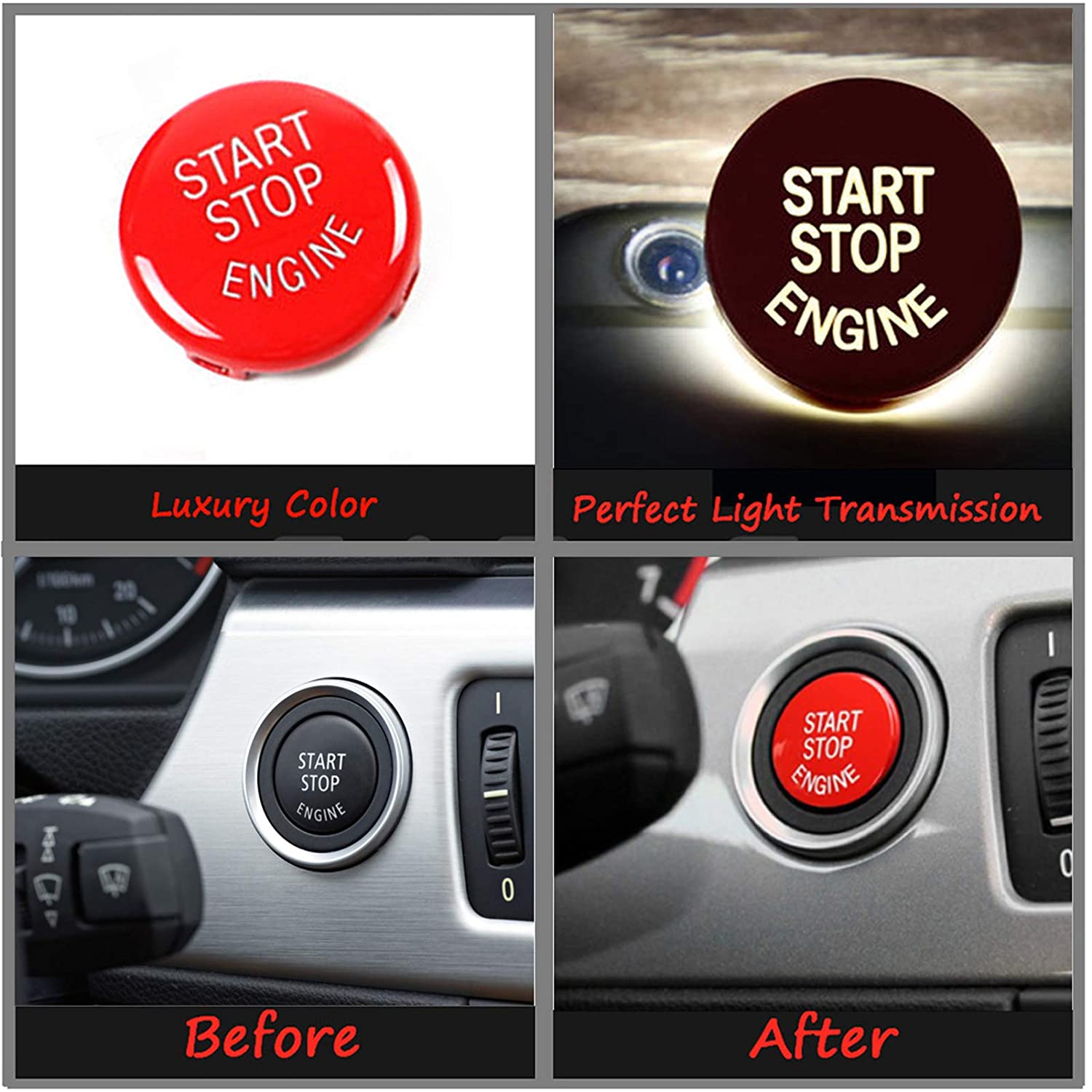For BMW E-Chassis Red Start Stop Button Covers | Jaronx