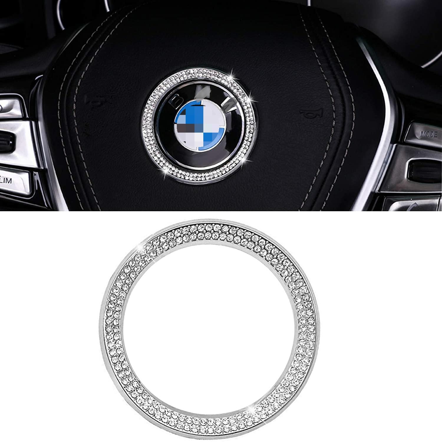 For BMW Steering Wheel Emblem - Crystal Bling