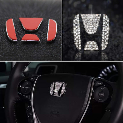 Modified For Crystal Bling Honda Steering Wheel Emblem