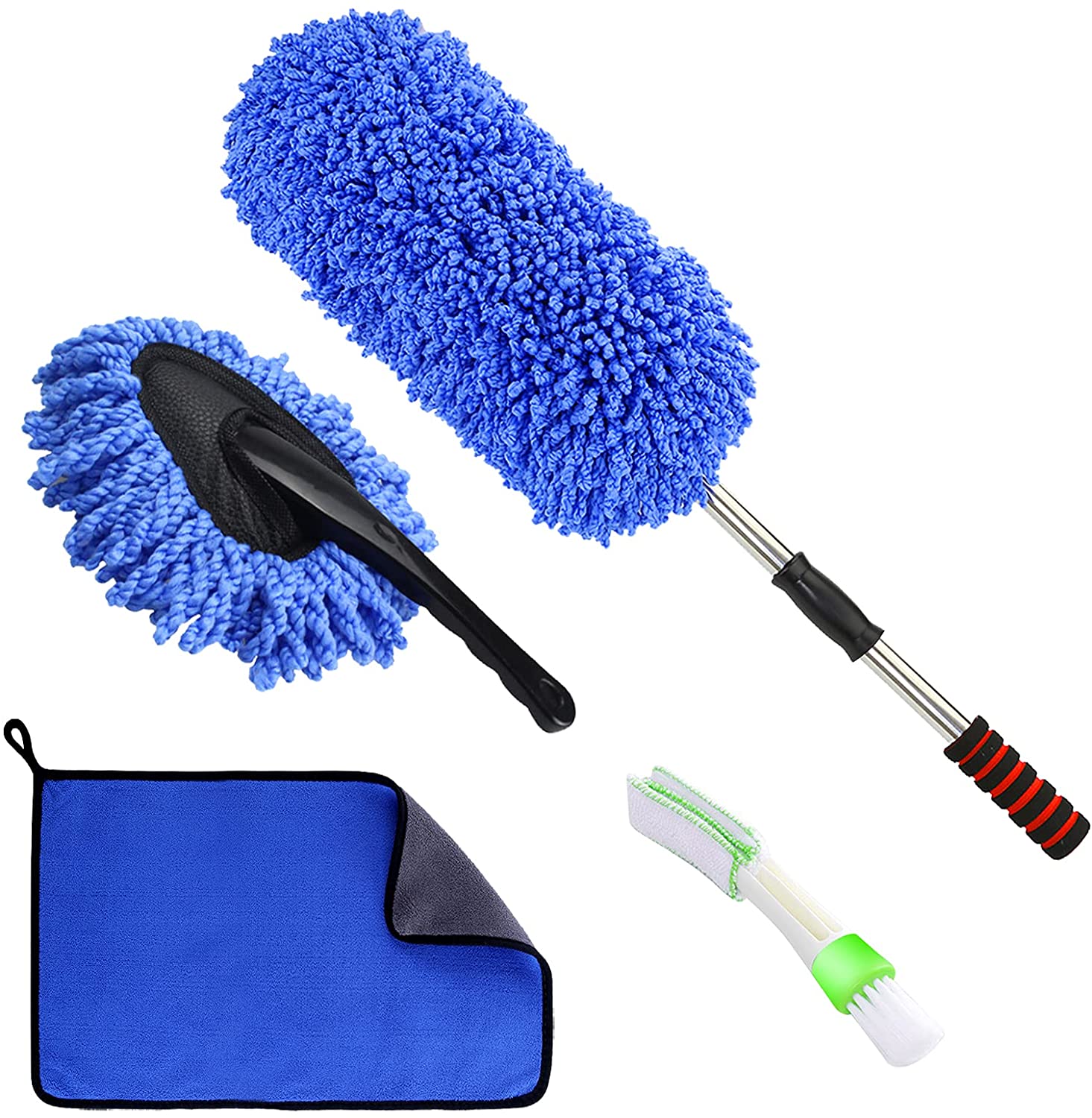  Jaronx 4PCS Car Duster Brushes Set, Scratch Free Car Dusters  with Extendable Handle Dirt Cleaning Brush, Auto Duster Brush, Detailing  Brush, Microfiber Towel Car Duster Interior Exterior Dusting Tools :  Automotive