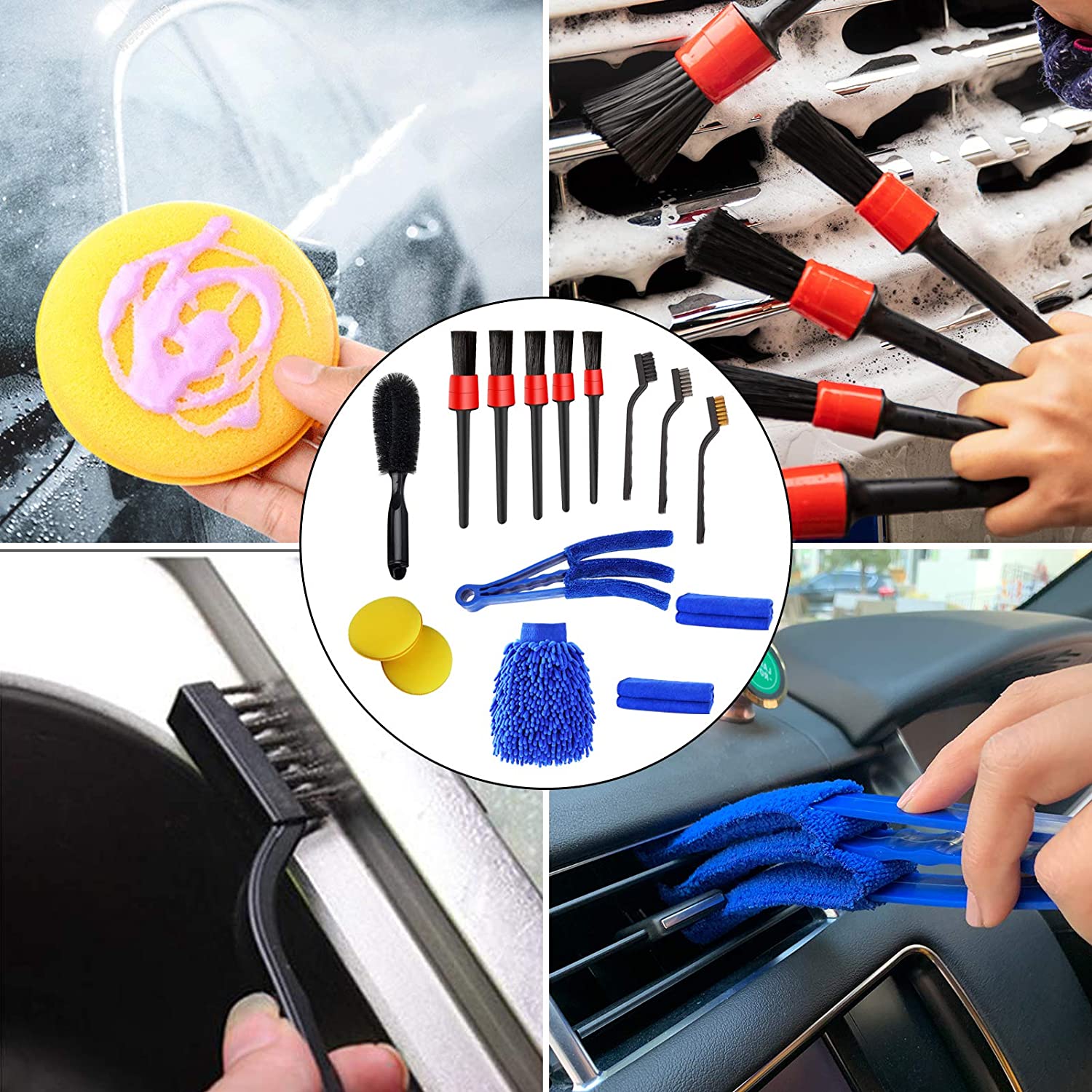 15PCS Car Detailing Brush Set Car Cleaning Kit for Wheels Engine