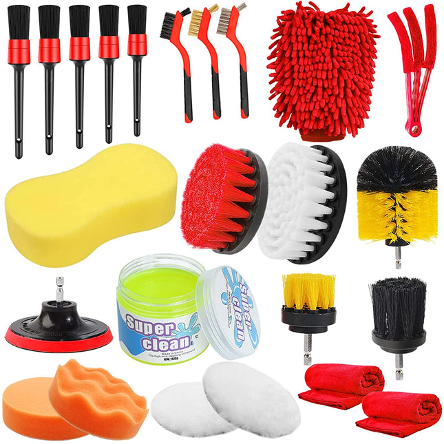 Car Cleaning Tool Kit 16 Pcs Car Detailing Brush Set – pureauto&detailing