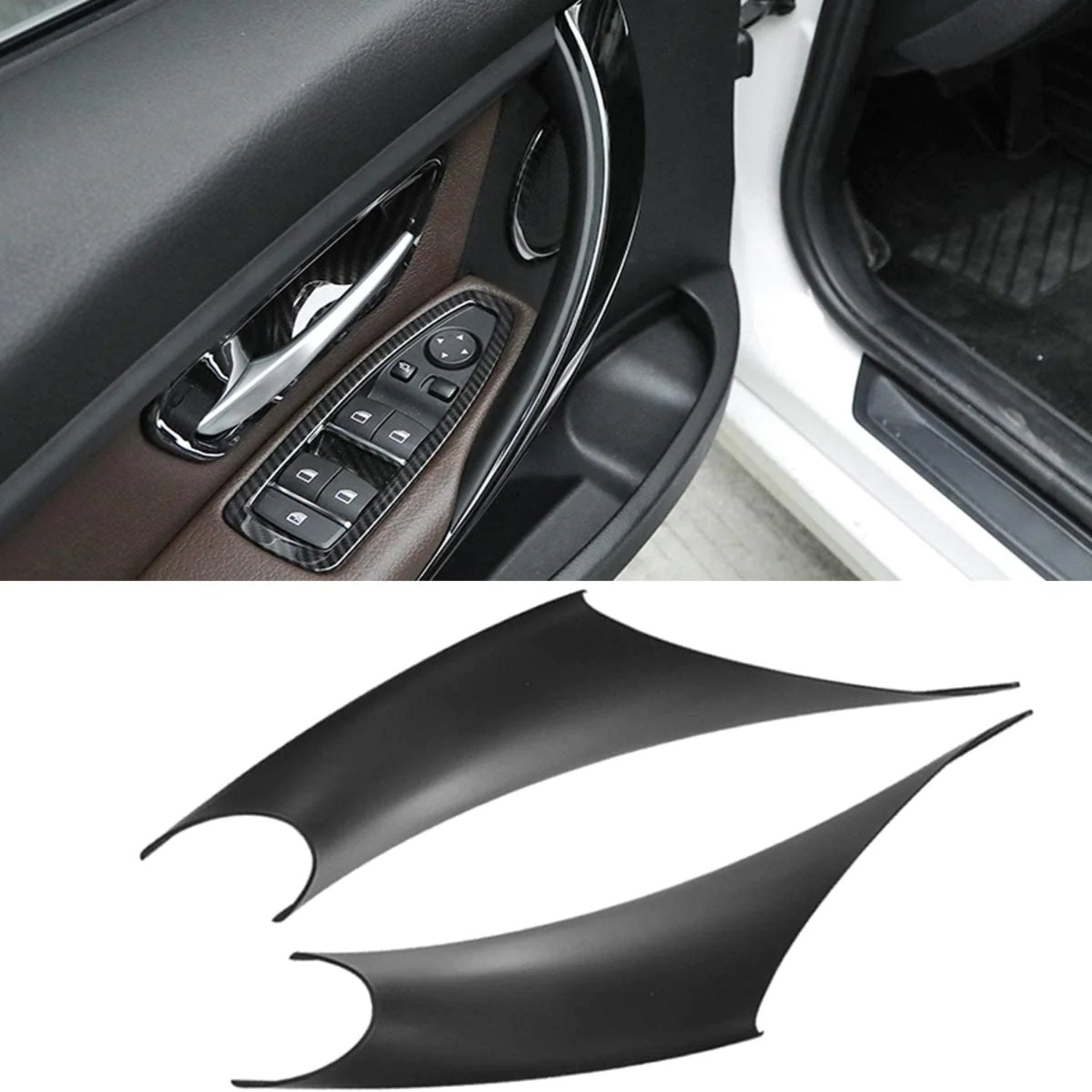 Cubiertas De Manijas De Puerta En Estilo Fibra De Carbono | Para BMW Serie 3 Y 4 F30 F32, 2 Piezas
